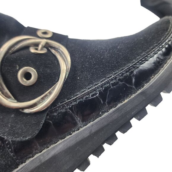 Stuart Weitzman Suede Leather Fur Lined Wedge Boots Black Women's 5 - Picture 8 of 12